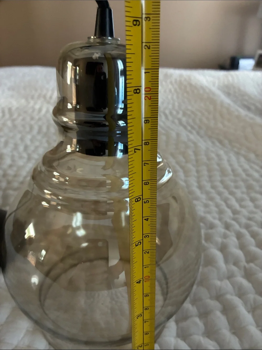 Glass Pendant Light with Black Canopy